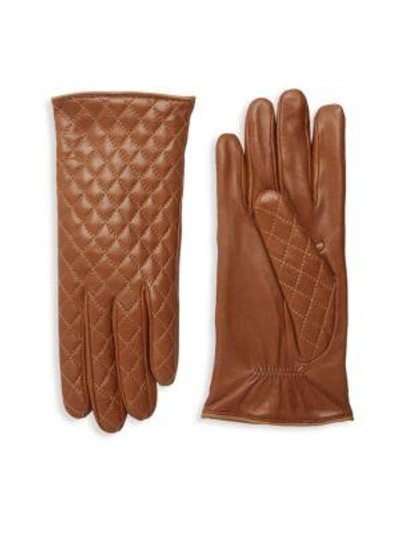 Shop Portolano Quilted Leather Gloves In Sahara