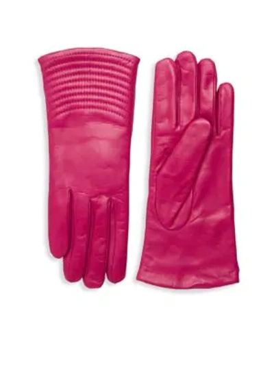 Shop Portolano Quilted Wave Leather Gloves In Pink