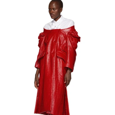 Shop Simone Rocha Red Crinkled Double-breasted Dress
