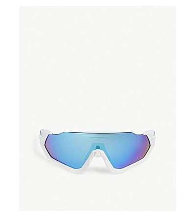 Shop Oakley Men's White Flight Jacket Wrap-around Sunglasses