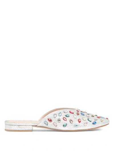 Shop Loeffler Randall Quin Leather Mules In Silver Multi