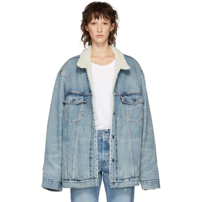 Levi's Levis Blue Big And Tall Type 3 Sherpa Trucker Jacket In Mustard She  | ModeSens
