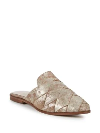 Shop Seychelles Existence Metallic Suede Mules In Gold