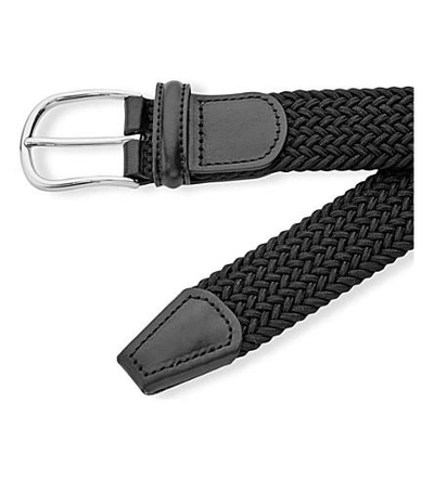 Anderson's Andersons Mens Black Woven Elastic And Leather Belt In Black