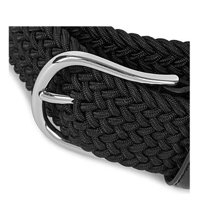 Anderson's Andersons Mens Black Woven Elastic And Leather Belt In Black