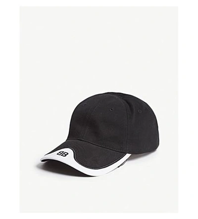 Shop Balenciaga Mode Cotton Strapback Cap In Black White