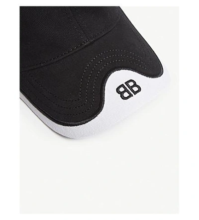 Shop Balenciaga Mode Cotton Strapback Cap In Black White