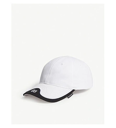 Shop Balenciaga Mode Cotton Strapback Cap In White Black