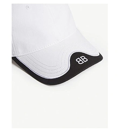 Shop Balenciaga Mode Cotton Strapback Cap In White Black
