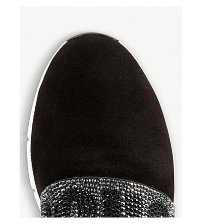 奥克兰水晶点缀绒面革和网运动鞋