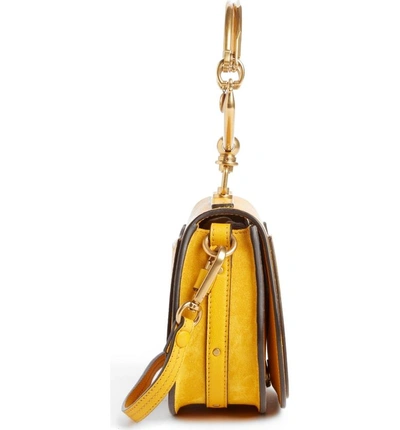 Shop Chloé Small Nile Bracelet Leather Crossbody Bag In Dark Ochre