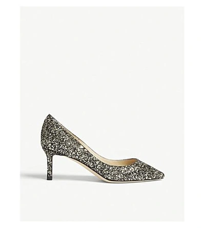 Shop Jimmy Choo Romy 60 Glittered Courts In Gold Mix