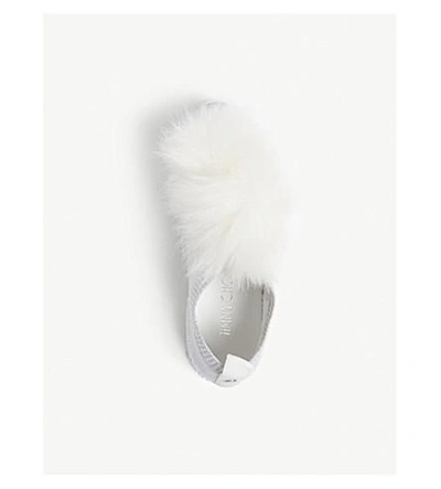 Shop Jimmy Choo Norway Faux-fur And Knitted Sneakers In White/white