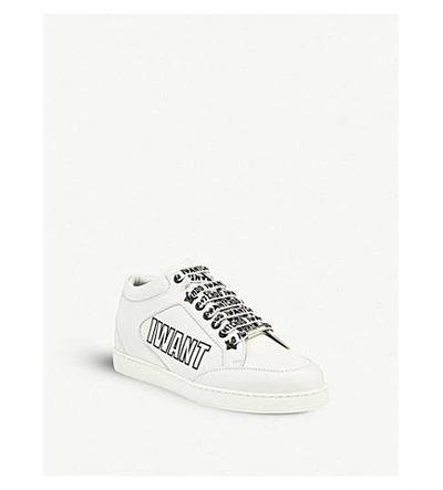 Shop Jimmy Choo Miami Leather Sneakers In Chalk/black