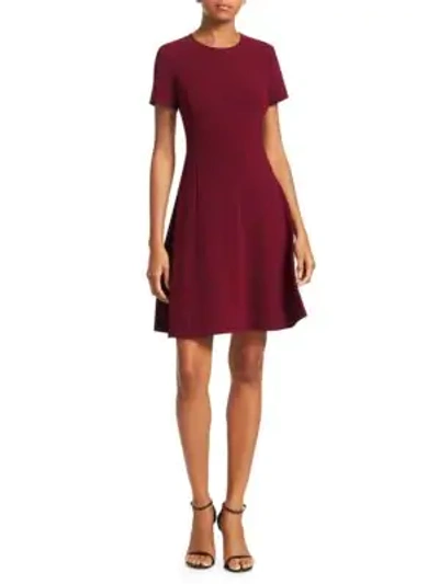 Shop Theory Modern Seamed Fit-and-flare Dress In Deep Mulberry