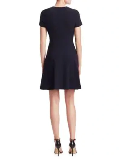 Shop Theory Modern Seamed Fit-and-flare Dress In Deep Mulberry