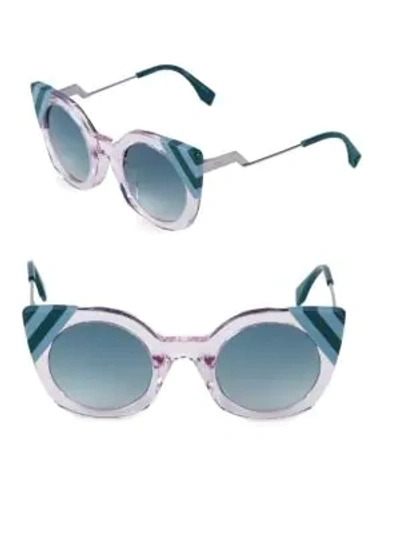 Shop Fendi 47mm Butterfly Sunglasses In Aqua Multi