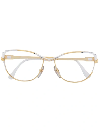 Pre-owned Saint Laurent Oversized Wire Framed Glasses In Metallic