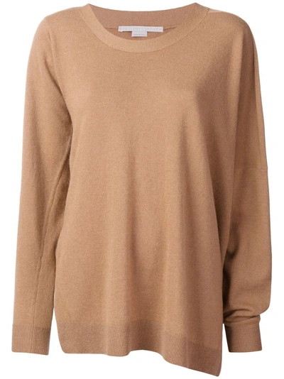 Shop Stella Mccartney Asymmetric Hem Knit Sweater - Brown