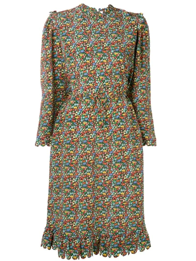 Shop Horror Vacui Floral Print Midi Dress - Multicolour