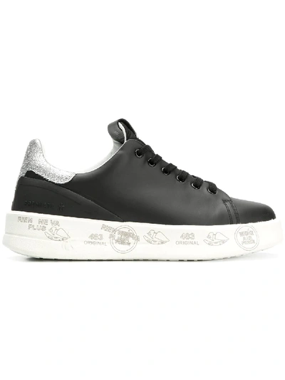 Shop White Premiata Glitter Detail Sneakers - Black