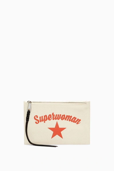 Shop Rebecca Minkoff Medium Zip Pouch - Superwoman In Cream