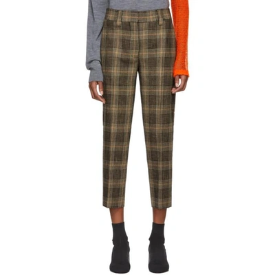 Shop Acne Studios Brown And Beige Plaid Trousers In Brown/beige