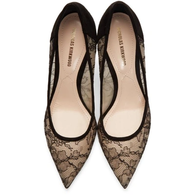 Shop Nicholas Kirkwood Black Lace Mira Pearl Heels In N99 Black