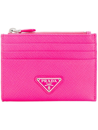 Shop Prada Logo Plaque Cardholder - Pink
