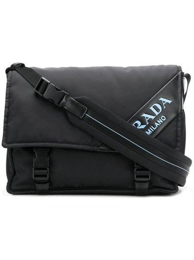 Shop Prada Logo Crossbody Bag - Black