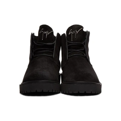 Shop Giuseppe Zanotti Black Suede Tyson 20 Boots In Velour Nero