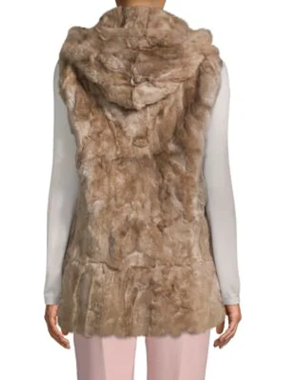 Shop Adrienne Landau Hooded Rabbit Fur Vest In Cranberry