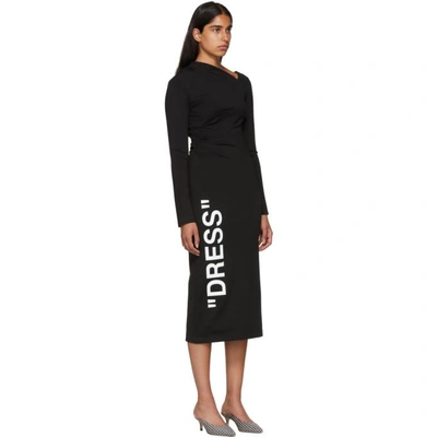 Shop Off-white Black Quote One-shoulder Dress