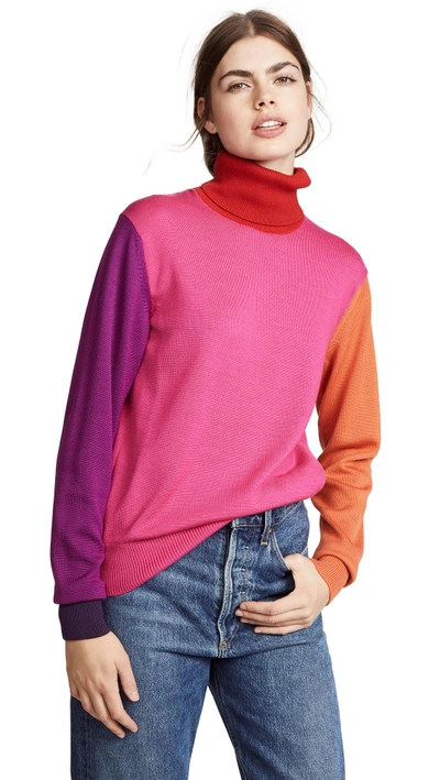 Shop Facetasm Colorblock Turtleneck In Pink