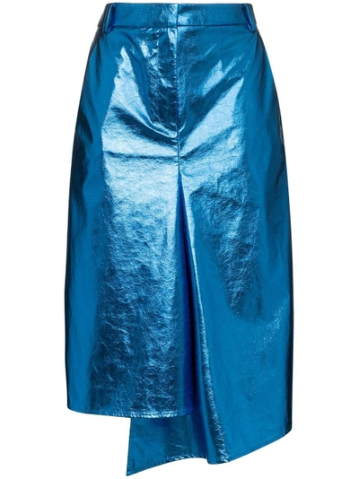 Shop Tibi Draped Midi Pencil Skirt - Blue
