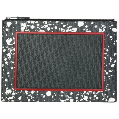 Shop Dior Men's Briefcase Document Holder Wallet In Grey