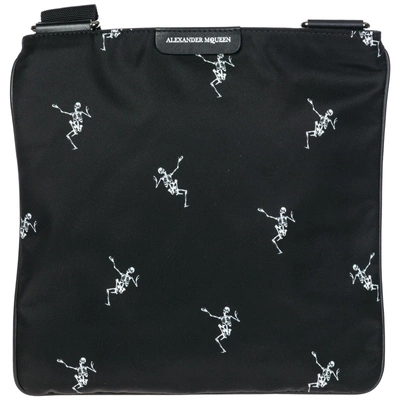 Shop Alexander Mcqueen Men's Nylon Cross-body Messenger Shoulder Bag In Black