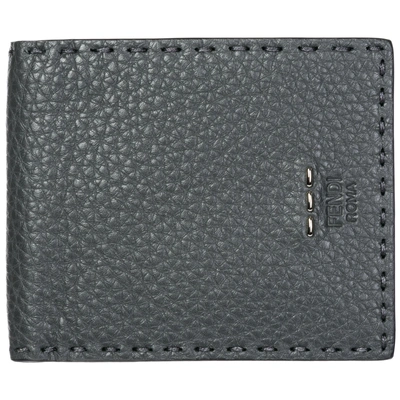 Shop Fendi Men's Genuine Leather Wallet Credit Card Bifold In Grey