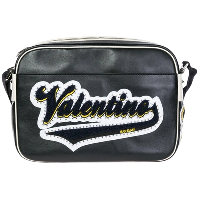 Shop Valentino Men's Leather Cross-body Messenger Shoulder Bag In Black