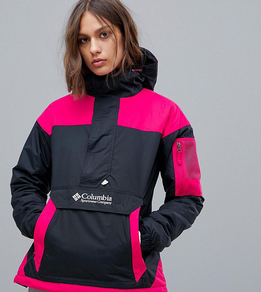 pink and black columbia jacket