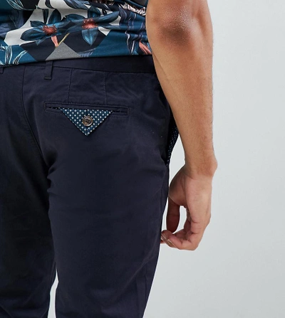 Shop Ted Baker T For Tall Slim Fit Chinos With Pocket Detail In Navy - Navy