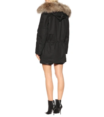 Shop Saint Laurent Fur-lined Cotton-blend Parka In Black