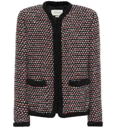 Shop Gucci Sequined Tweed Jacket In Red