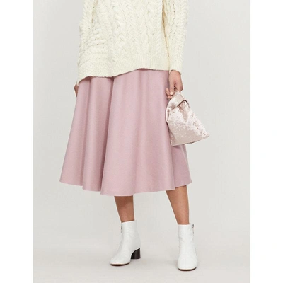 Shop Max Mara Cabras Wool Midi Skirt In Pink