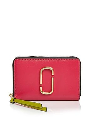 Shop Marc Jacobs Snapshot Standard Small Leather Wallet In Peony Multi/gold