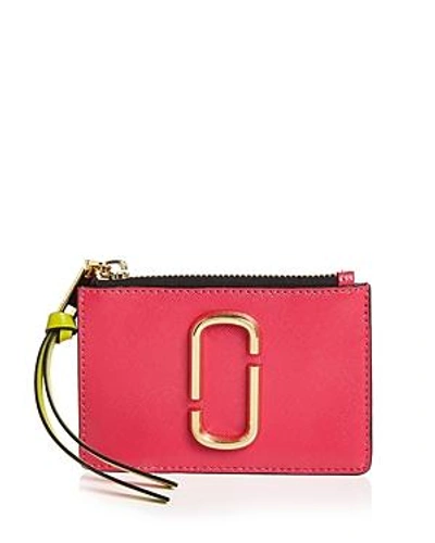 Shop Marc Jacobs Top Zip Leather Multi Card Case In Peony Mult