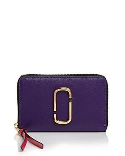 Shop Marc Jacobs Snapshot Standard Small Leather Wallet In Violet Multi/gold