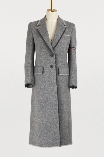 Shop Thom Browne Wool Coat In Med Grey