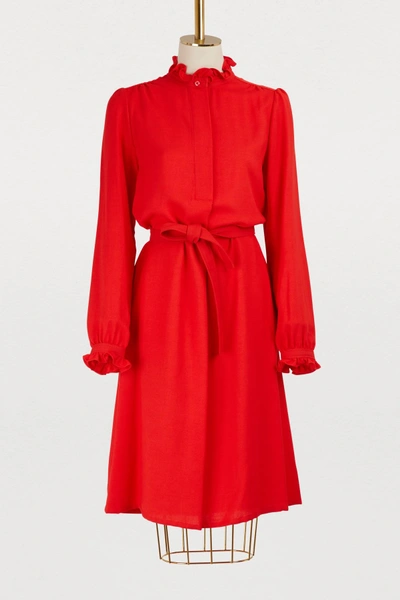 Shop Apc Astor Wool Dress In Rouge