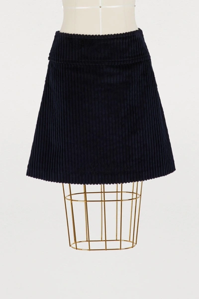 Shop Apc Wright Velvet Skirt In Dark Navy